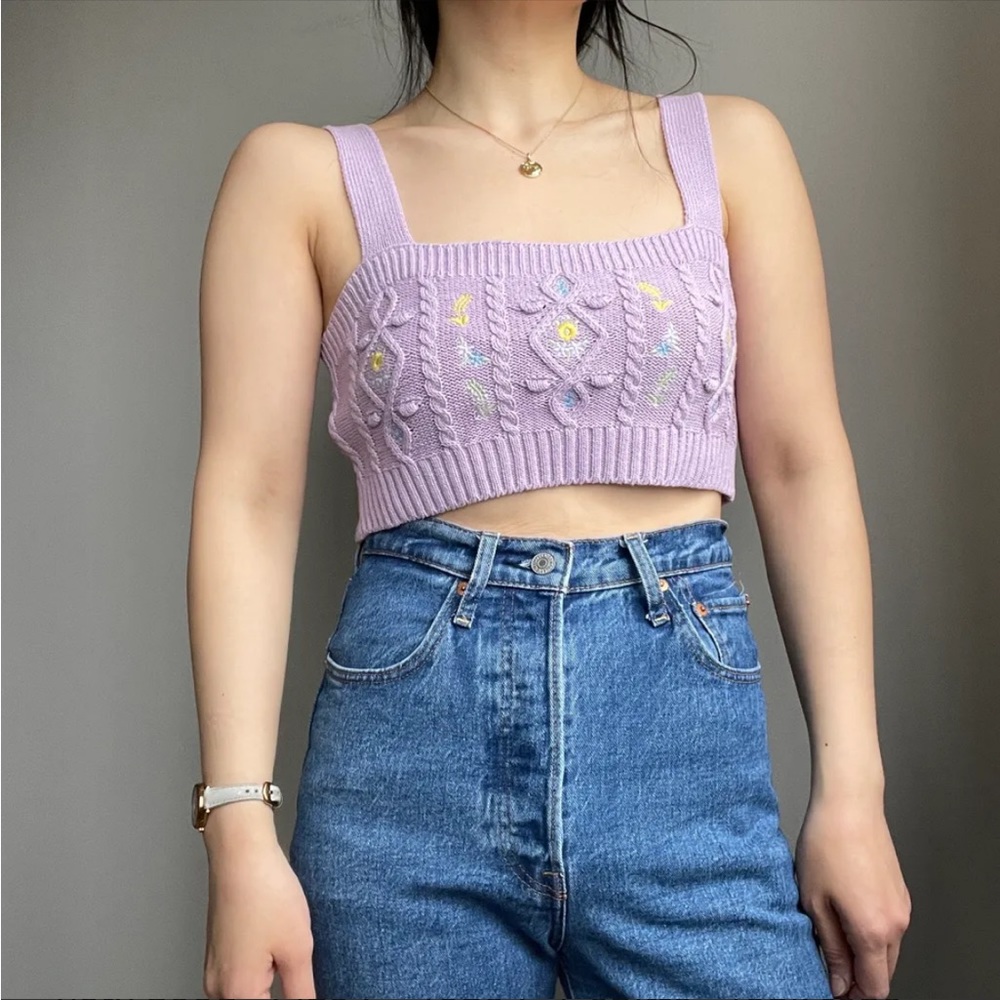 Zara Lilac Knit Crop Top
